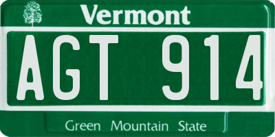 VT license plate AGT914