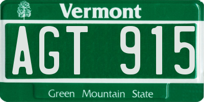 VT license plate AGT915