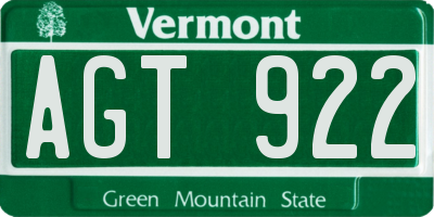 VT license plate AGT922