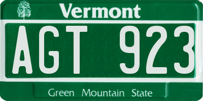 VT license plate AGT923