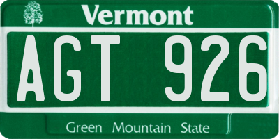 VT license plate AGT926