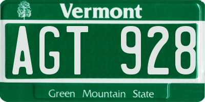 VT license plate AGT928