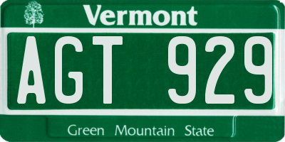 VT license plate AGT929