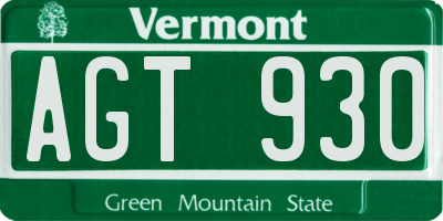 VT license plate AGT930