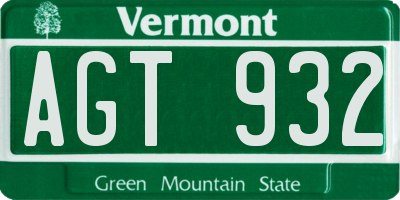 VT license plate AGT932