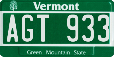 VT license plate AGT933