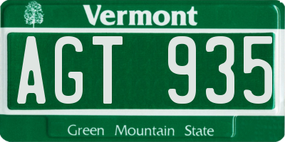 VT license plate AGT935