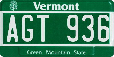 VT license plate AGT936