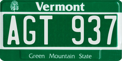 VT license plate AGT937