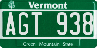 VT license plate AGT938