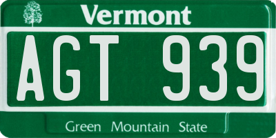 VT license plate AGT939