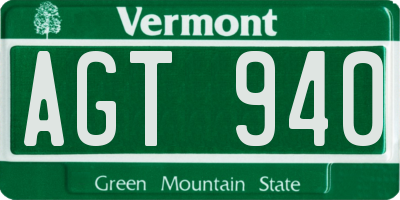 VT license plate AGT940