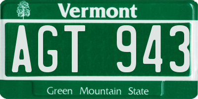 VT license plate AGT943