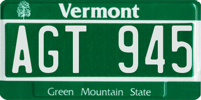VT license plate AGT945