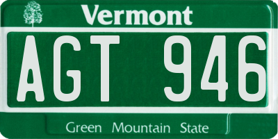 VT license plate AGT946