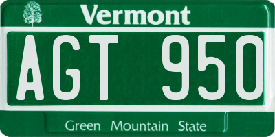 VT license plate AGT950