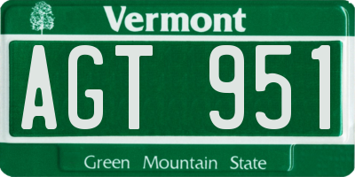 VT license plate AGT951