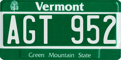 VT license plate AGT952