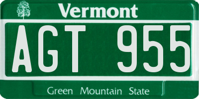 VT license plate AGT955