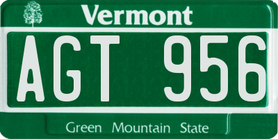 VT license plate AGT956