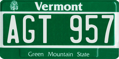 VT license plate AGT957