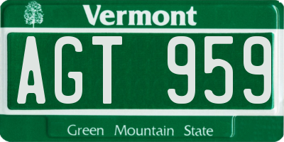 VT license plate AGT959