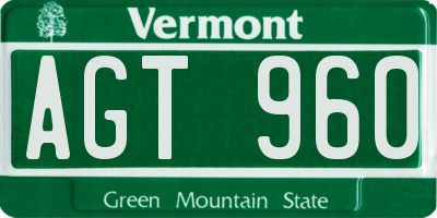 VT license plate AGT960