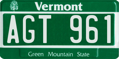 VT license plate AGT961