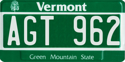 VT license plate AGT962