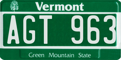 VT license plate AGT963
