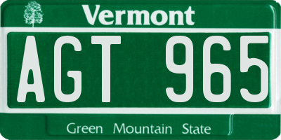 VT license plate AGT965