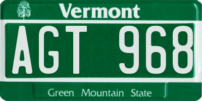 VT license plate AGT968