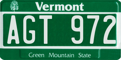 VT license plate AGT972