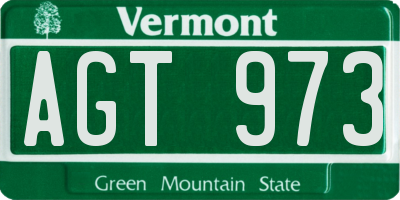 VT license plate AGT973