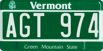 VT license plate AGT974