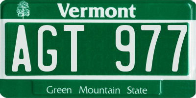 VT license plate AGT977