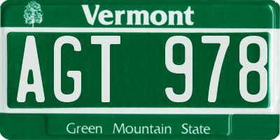VT license plate AGT978