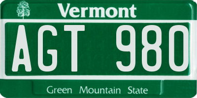VT license plate AGT980