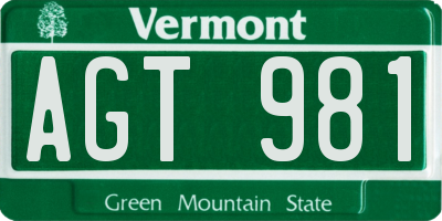 VT license plate AGT981