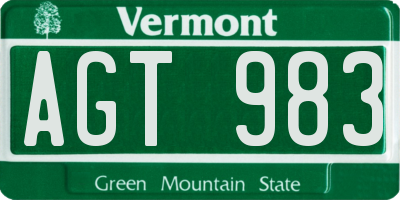 VT license plate AGT983