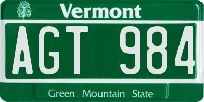 VT license plate AGT984