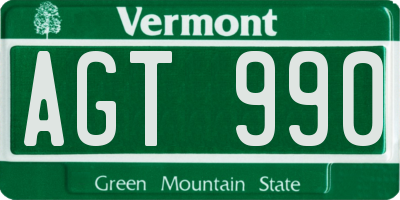 VT license plate AGT990