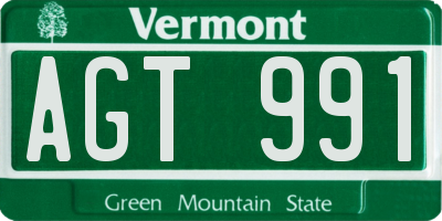 VT license plate AGT991