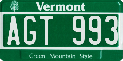 VT license plate AGT993