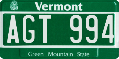 VT license plate AGT994