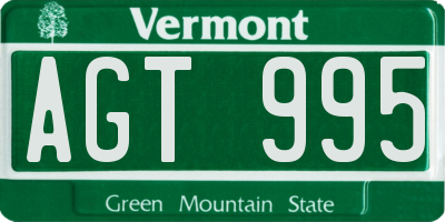 VT license plate AGT995