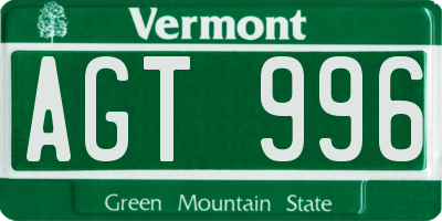 VT license plate AGT996