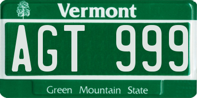 VT license plate AGT999