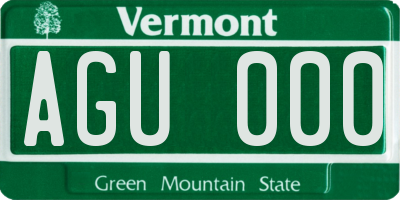 VT license plate AGU000