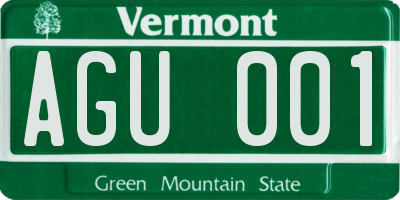 VT license plate AGU001